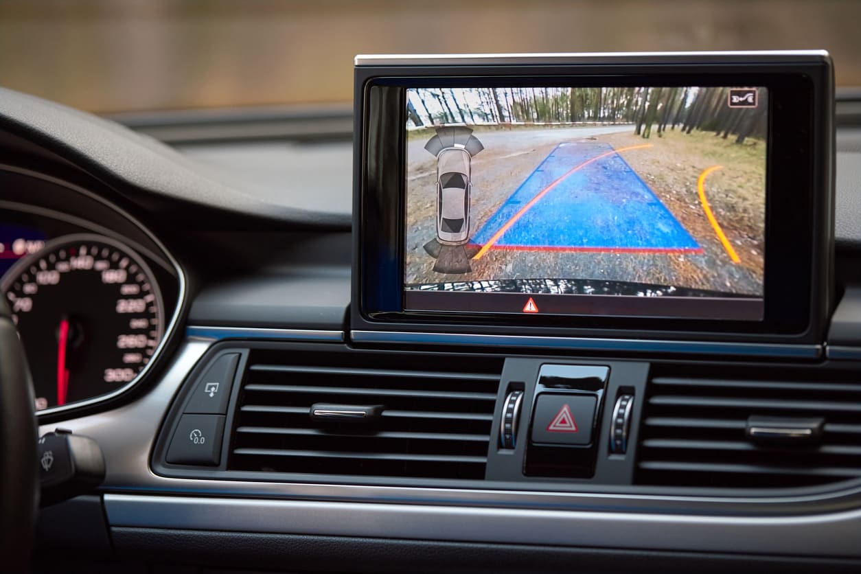 Interior of the 2023 Cadillac Lyriq’s parking assistant.