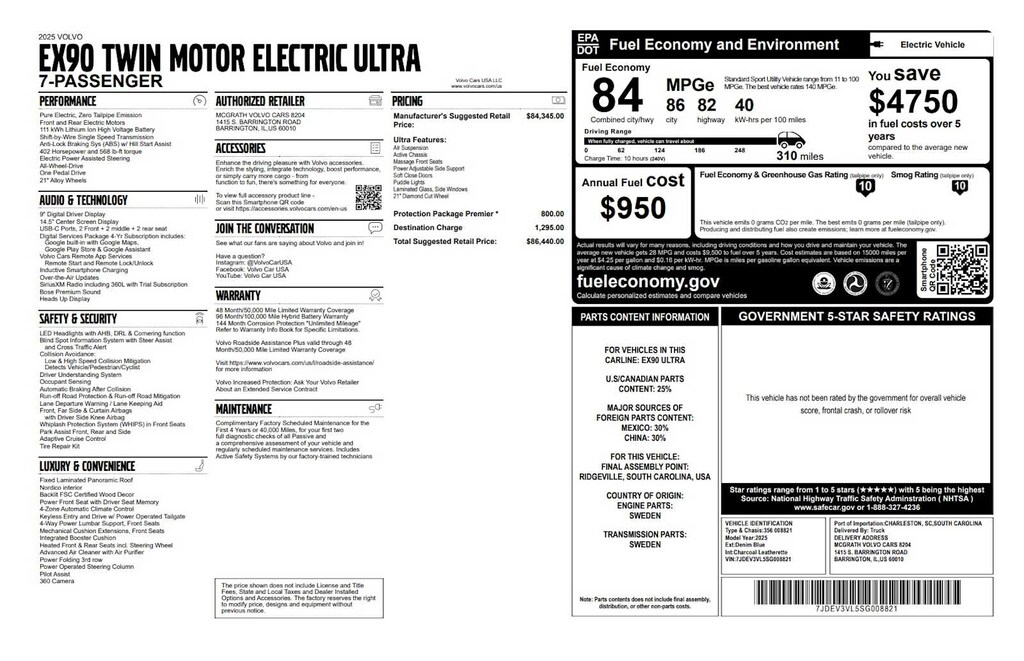 Used 2025 Volvo EX90 Twin Motor Ultra 7-Seater SUV
