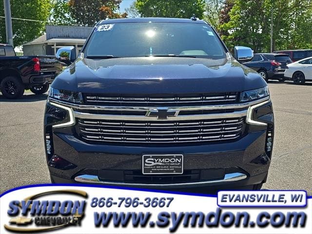 Used 2023 Chevrolet Tahoe Premier with VIN 1GNSKSKT7PR466785 for sale in Evansville, WI