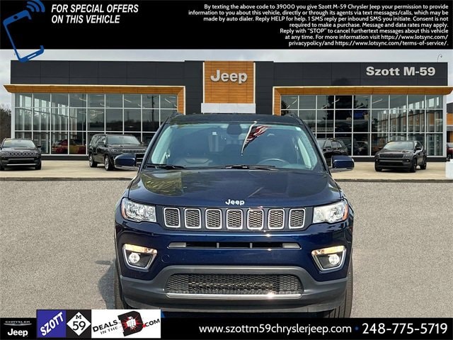 Used 2020 Jeep Compass Limited with VIN 3C4NJDCB8LT239052 for sale in White Lake, MI