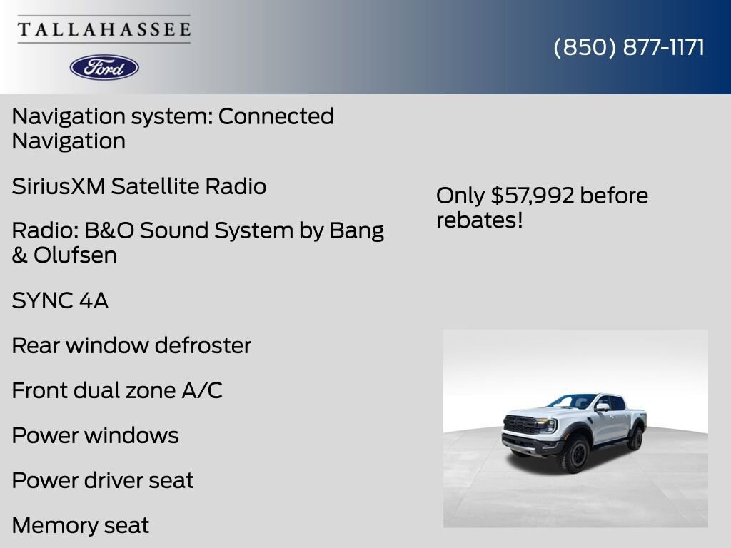 New 2025 Ford Ranger Raptor Truck SuperCrew