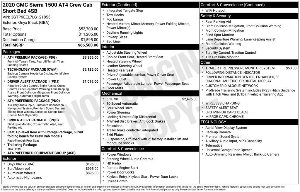 Used 2020 GMC Sierra 1500 AT4 Truck Crew Cab