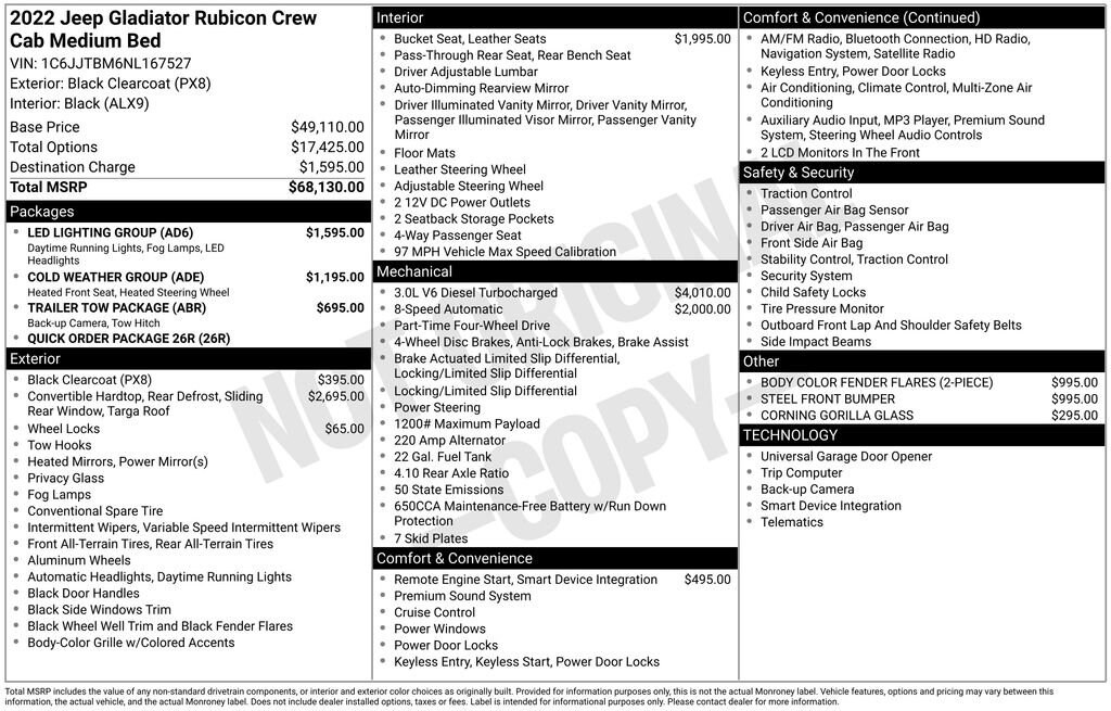 Used 2022 Jeep Gladiator Rubicon Truck Crew Cab