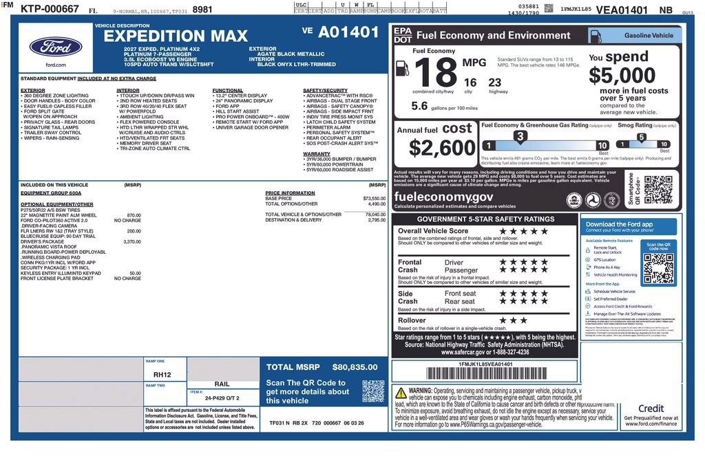 New 2027 Ford Expedition Max Platinum SUV