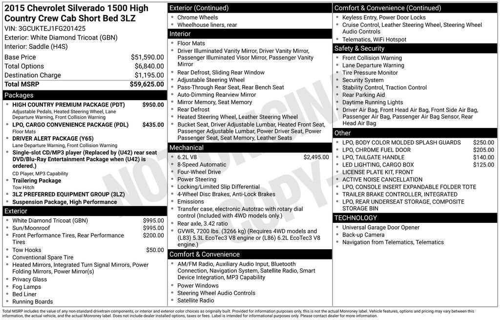Used 2015 Chevrolet Silverado 1500 High Country Truck Crew Cab