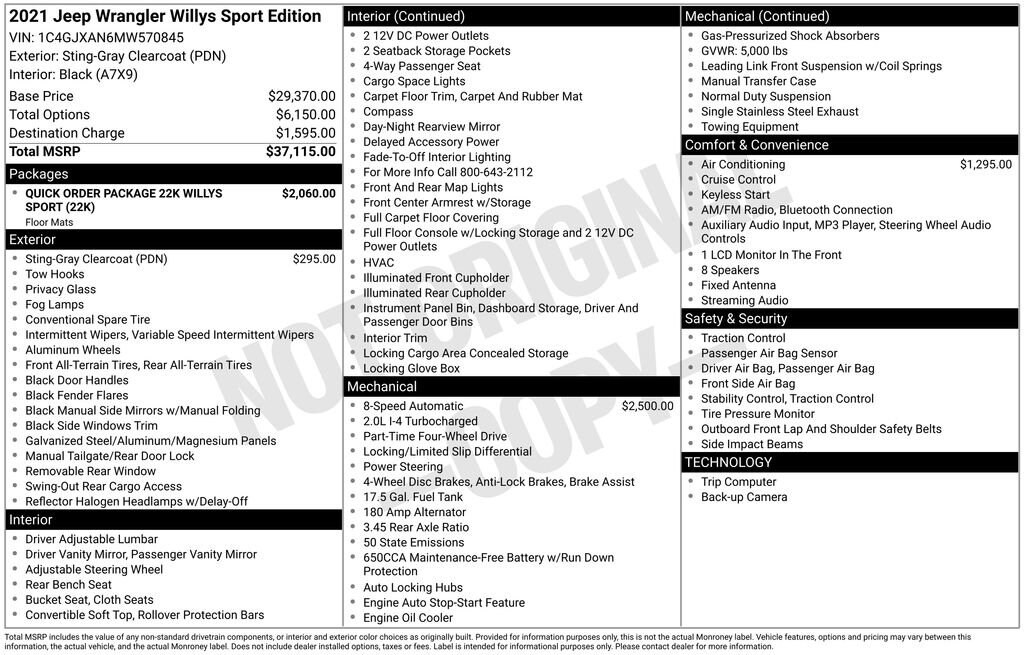 Used 2021 Jeep Wrangler Sport SUV