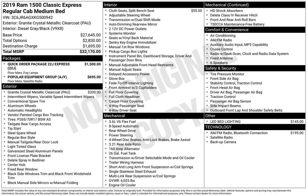 Used 2019 Ram 1500 Classic Express Truck Regular Cab