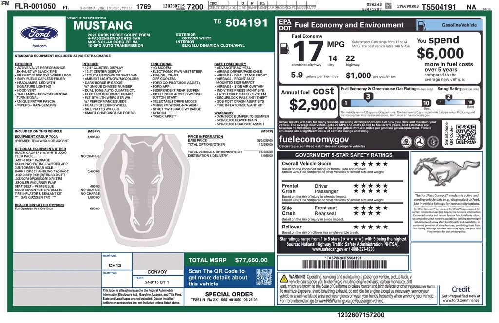 New 2026 Ford Mustang Dark Horse Coupe