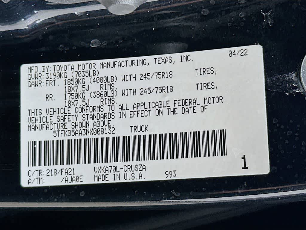 2022 Toyota Tundra SR 21
