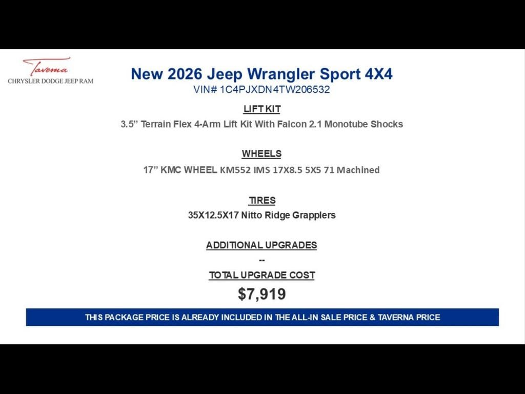 New 2026 Jeep Wrangler 4-DOOR SPORT Sport Utility