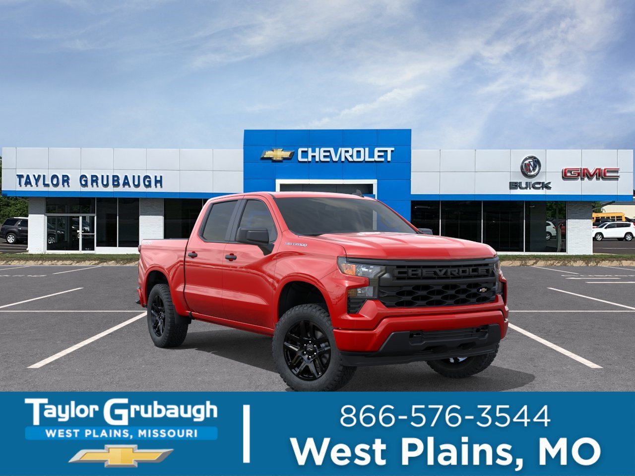 Red Hot 2026 Chevrolet Silverado 1500 Custom Crew Cab 4WD Pickup Truck Four-Wheel Drive Automatic