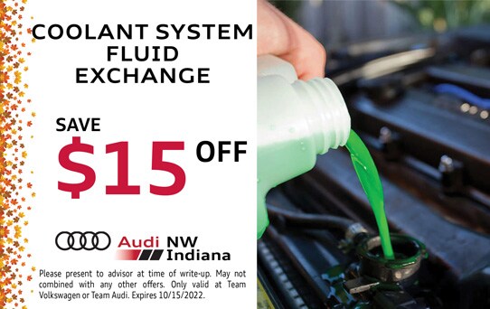 $15 off coolant system fluid exchange