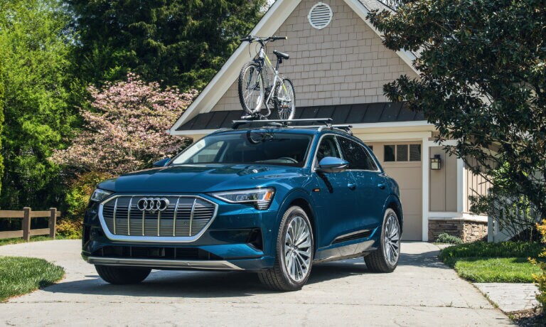 2022 Audi e-tron parked at home with bike rack