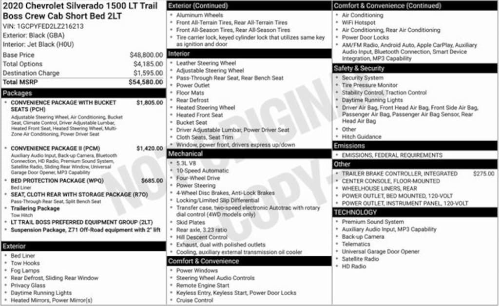 Used 2020 Chevrolet Silverado 1500 LT Trail Boss Truck Crew Cab