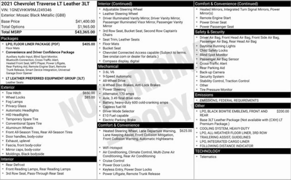 Used 2021 Chevrolet Traverse LT Leather SUV