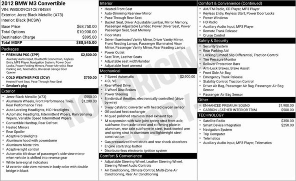 Used 2012 BMW M3 Convertible