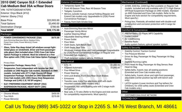 Used 2010 GMC Canyon SLE with VIN 1GTKTCDEXA8147095 for sale in West Branch, MI