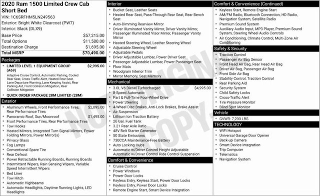 Used 2020 Ram 1500 Limited Truck Crew Cab