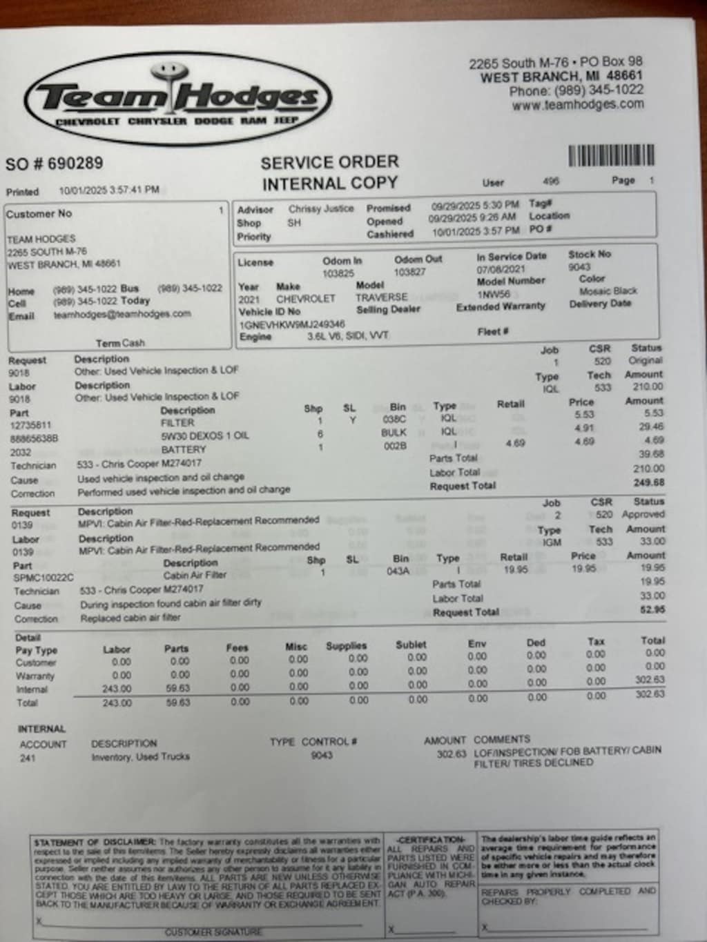 Used 2021 Chevrolet Traverse LT Leather SUV