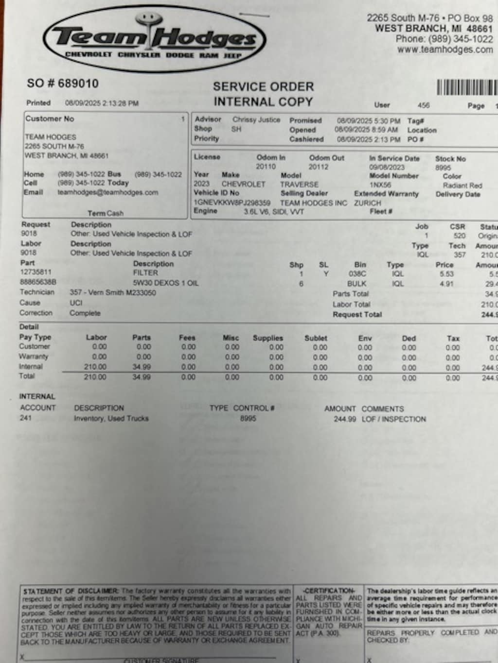 Used 2023 Chevrolet Traverse Premier SUV