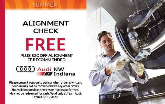 Free alignment check plus $20 off alignment if recommended.
