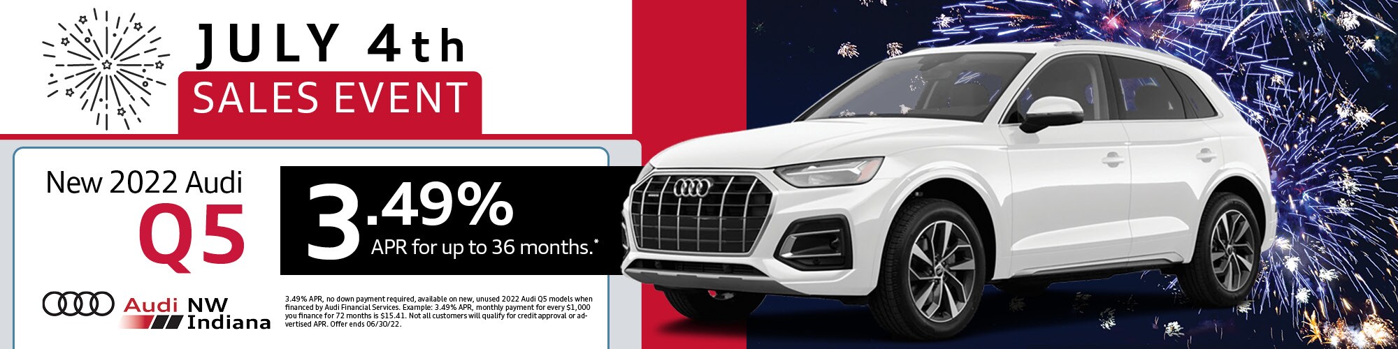 New 2022 Audi Q5 for 3.49% APR for up to 36 months