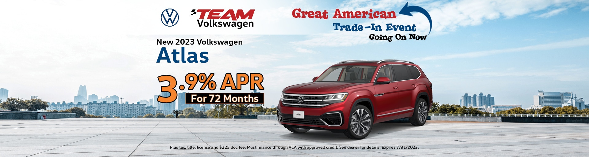New 2023 Volkswagens Atlas for 3.9% APR for 72 months