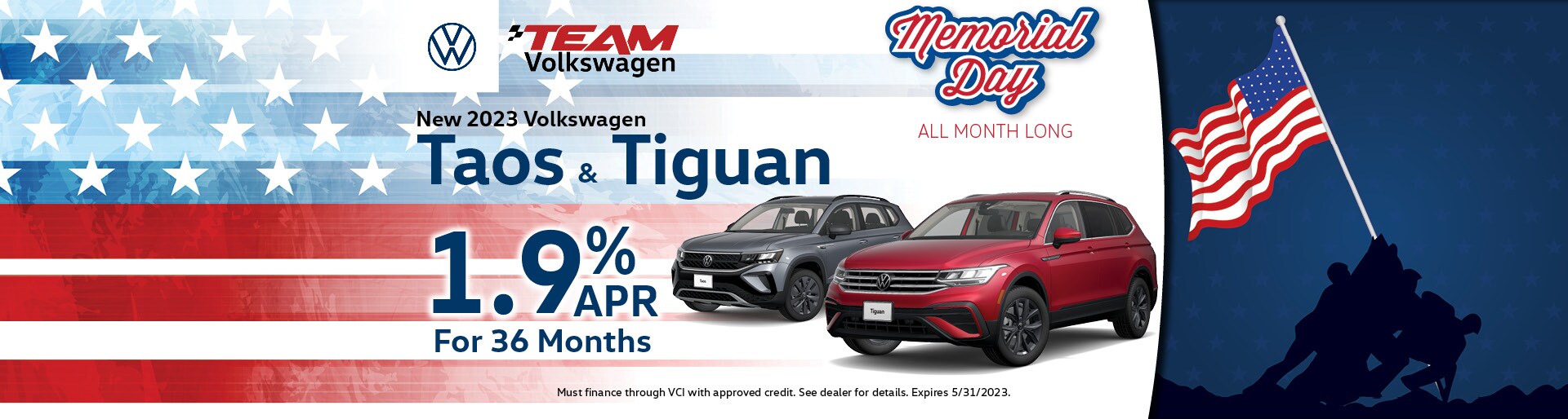 New 2023 Volkswagen Taos and Tiguan for 1.9% APR for 36 months