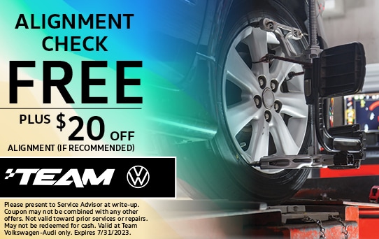 Get a free alignment check plus $20 off alignment if recommended