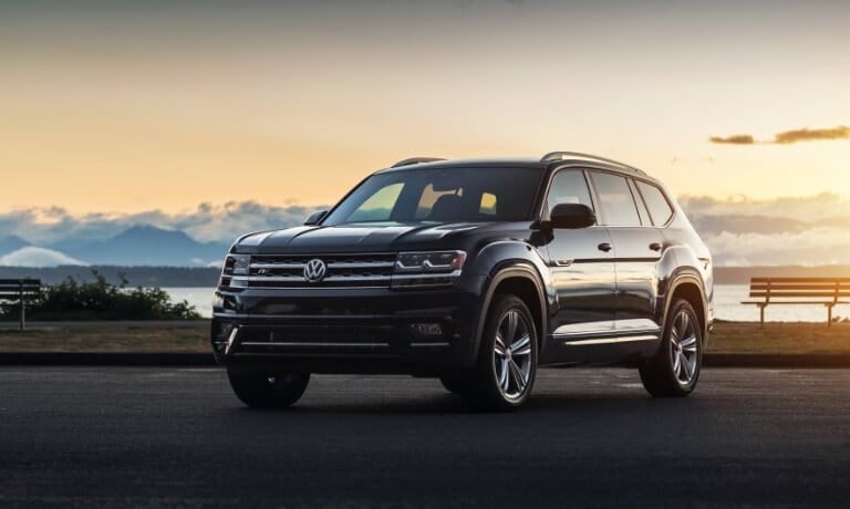 2019 Volkswagen Altas Exterior Parked By A Lake At Sunset