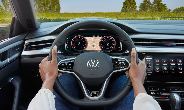 2022 VW Arteon Interior Driver POV With Wheel And Speedometer