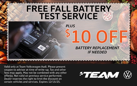 Free battery inspection plus $10 off replacement if needed