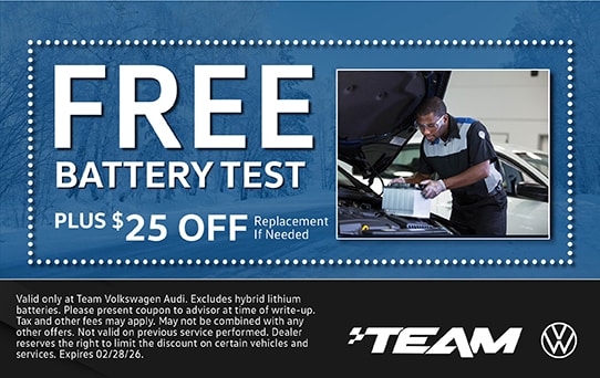 Free battery inspection plus $25 off replacement if needed