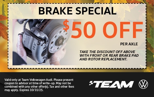 $50 off brakes per axle. Take the discount off above with front or rear brake pad and rotor replacement