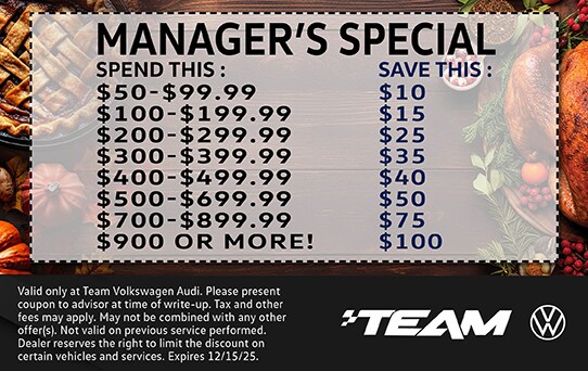 Save more on your service orders the more you spend with up to $100 in savings