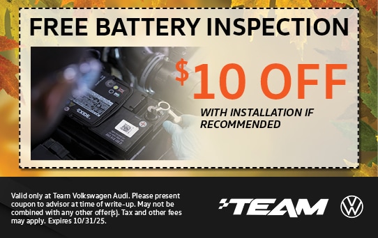 Free battery inspection plus $10 off installation if recommended