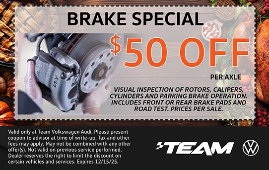 $50 off brakes per axle.