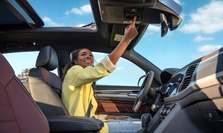2023 Volkswagen Atlas Cross Sport Interior With Driver Opening Sunroof