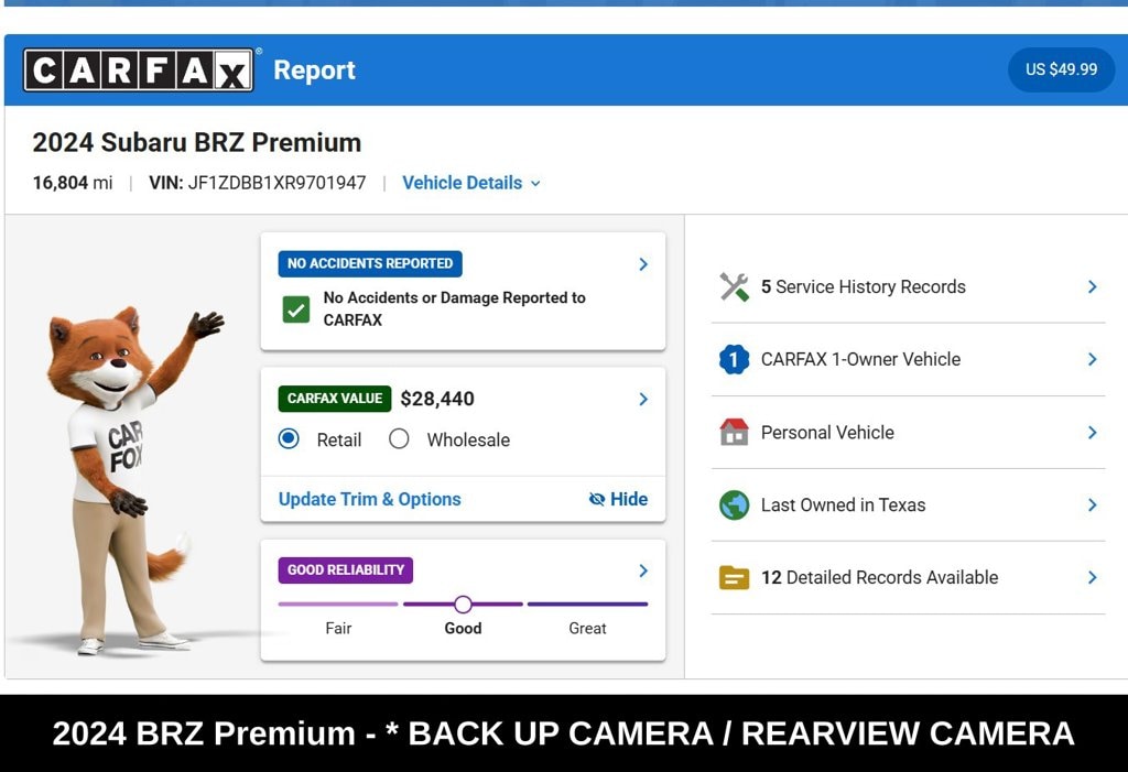 2024 Subaru BRZ Premium 1-Owner Clean Carfax/6-Speed/Apple thumbnail 9
