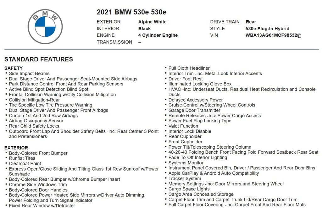 2021 BMW 5 Series 530e - Photo 18