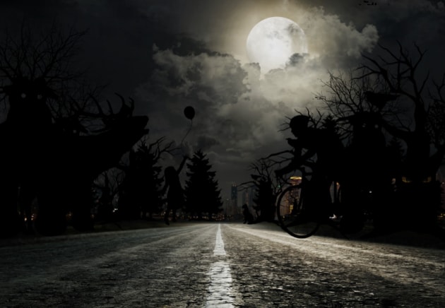 scary nighttime landscape