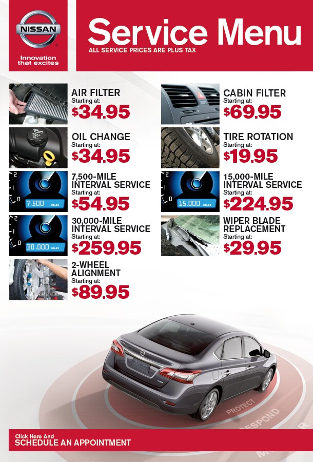 Service Menu Grapevine TX Texas Nissan