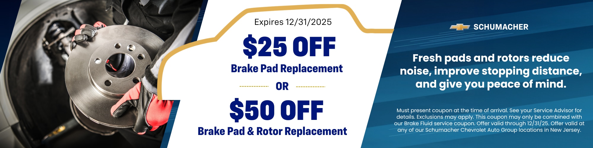 $50 off Fresh brake pads and rotors