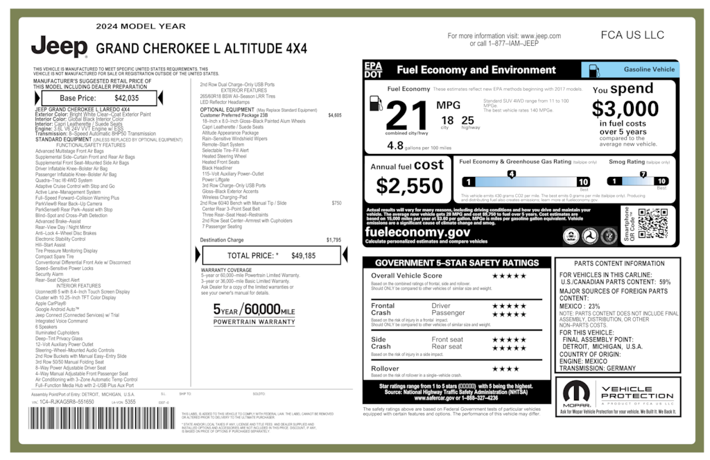 Used 2024 Jeep Grand Cherokee L Altitude SUV