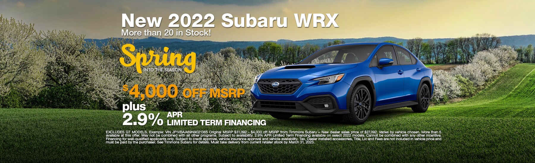 Special Offer on WRX at Timmons Subaru of Long Beach