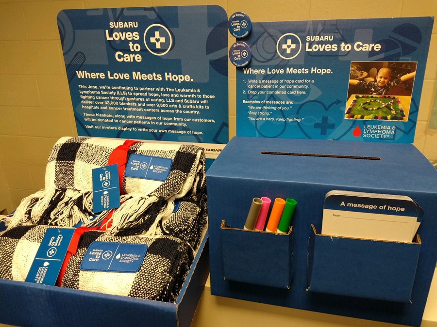 Timmons-Subaru-Leukemia-and-Lymphoma-Society-Display-1.jpg Timmons Subaru of Long Beach collects donations and messages of hope for the Leukemia and Lymphoma Society