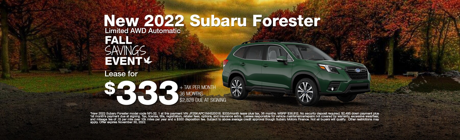 Special Holiday Lease Offer on Forester at Timmons Subaru of Long Beach
