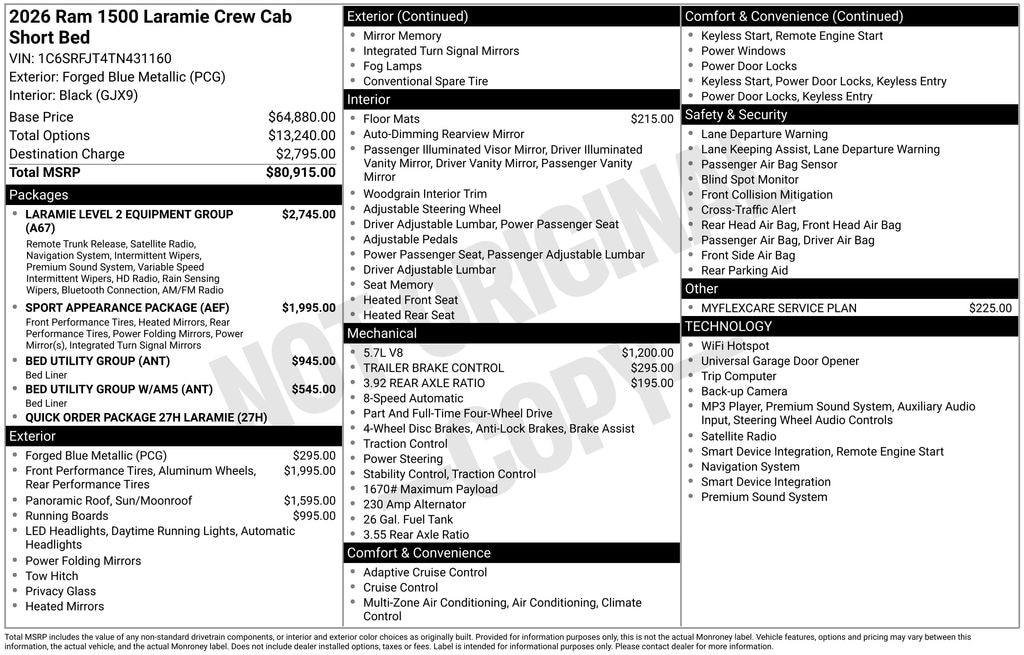 New 2026 Ram 1500 LARAMIE CREW CAB 4X4 5'7 BOX Pickup