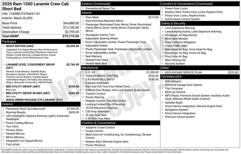 New 2026 Ram 1500 LARAMIE CREW CAB 4X4 5'7 BOX Pickup