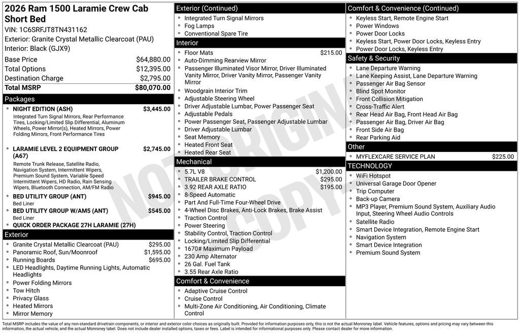 New 2026 Ram 1500 LARAMIE CREW CAB 4X4 5'7 BOX Pickup